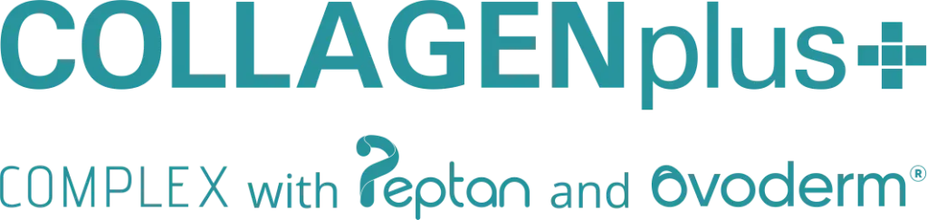COLLAGENplus+ logo with pepton and ovoderm